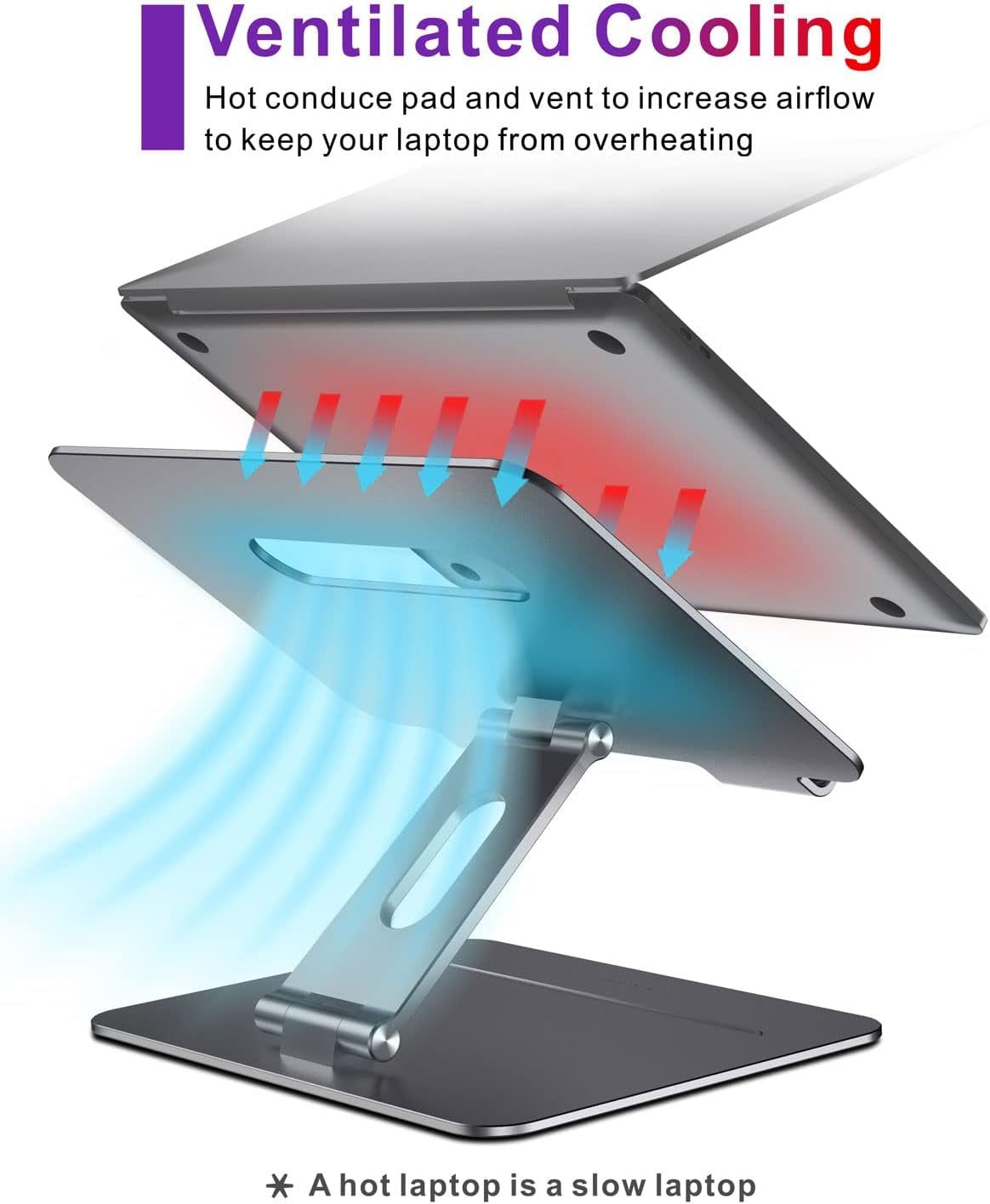 Laptop Stand, Adjustable Laptop Stand for Desk, Ergonomic Aluminum Macbook Stand with Heat-Vent, Laptop Riser Compatible for 10-17" Laptops