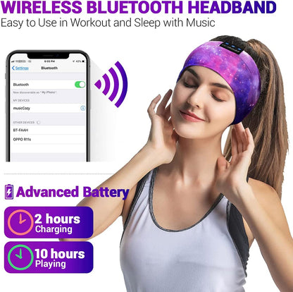 Bluetooth Headband Headphones, Starry Sleep Mask with Bluetooth Headphones Sleeping Headband Sleep Headphone Bluetooth Headband with Thin Speaker Microphone Handsfree Long Play Time