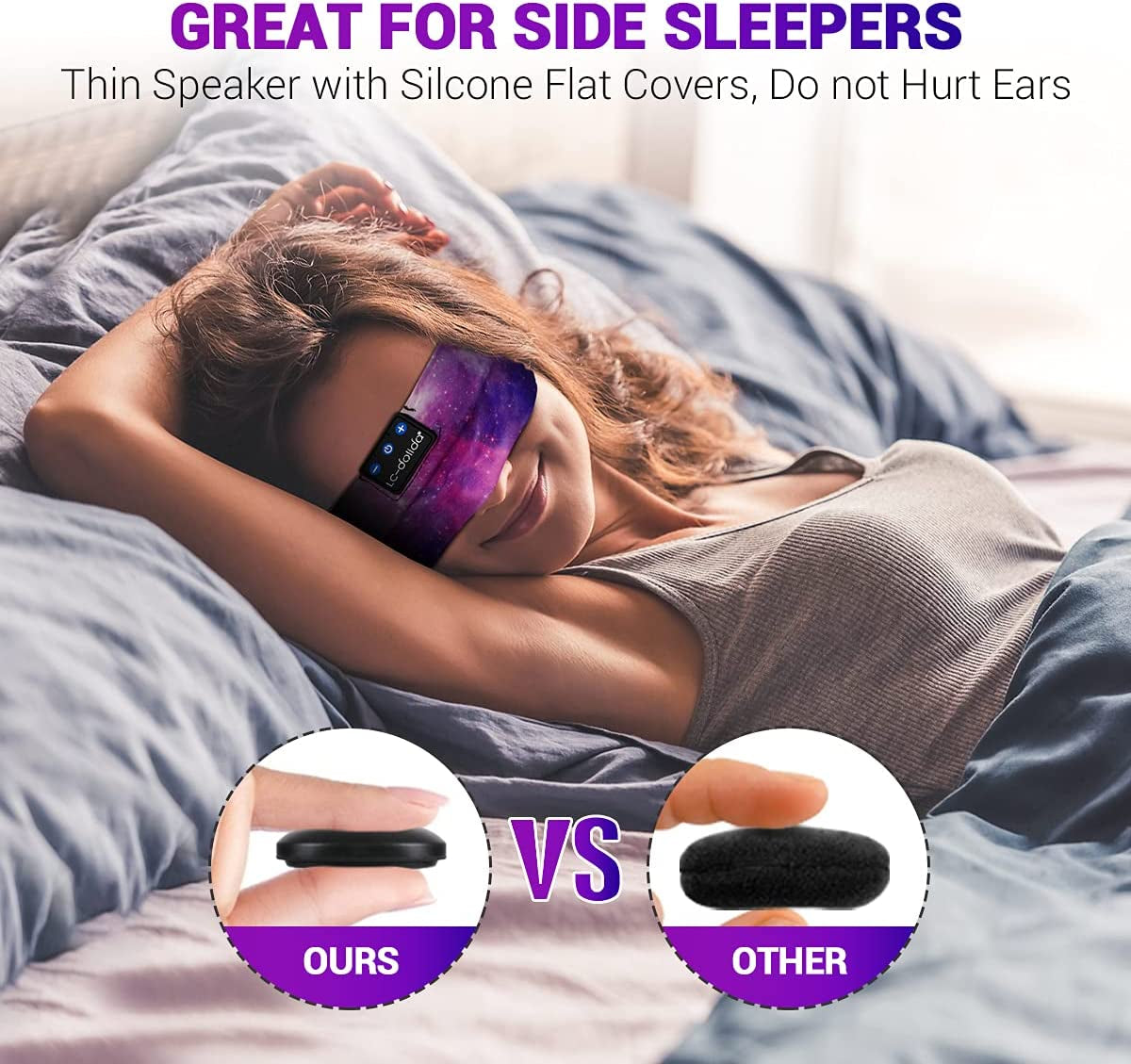 Bluetooth Headband Headphones, Starry Sleep Mask with Bluetooth Headphones Sleeping Headband Sleep Headphone Bluetooth Headband with Thin Speaker Microphone Handsfree Long Play Time