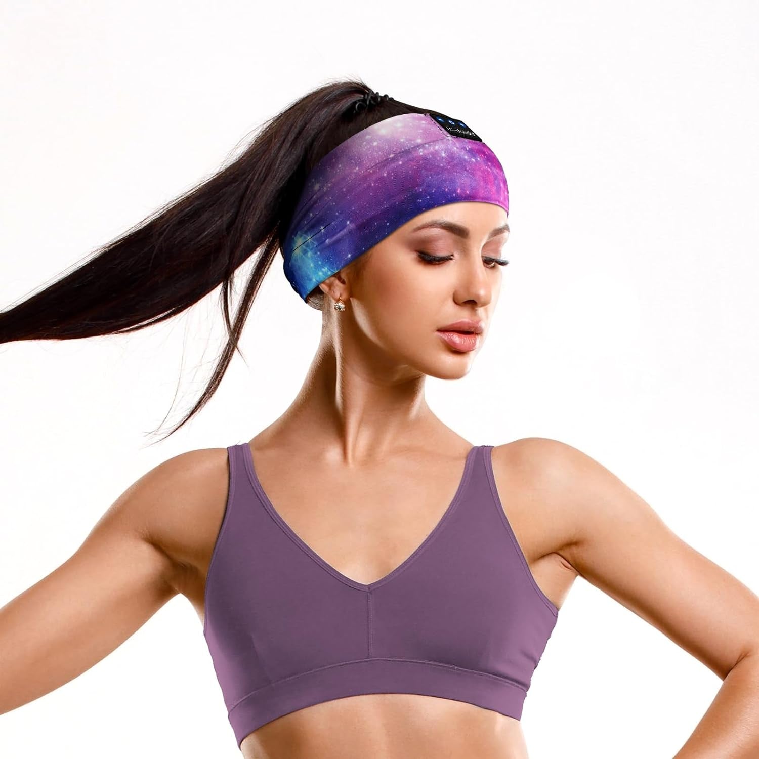 Bluetooth Headband Headphones, Starry Sleep Mask with Bluetooth Headphones Sleeping Headband Sleep Headphone Bluetooth Headband with Thin Speaker Microphone Handsfree Long Play Time